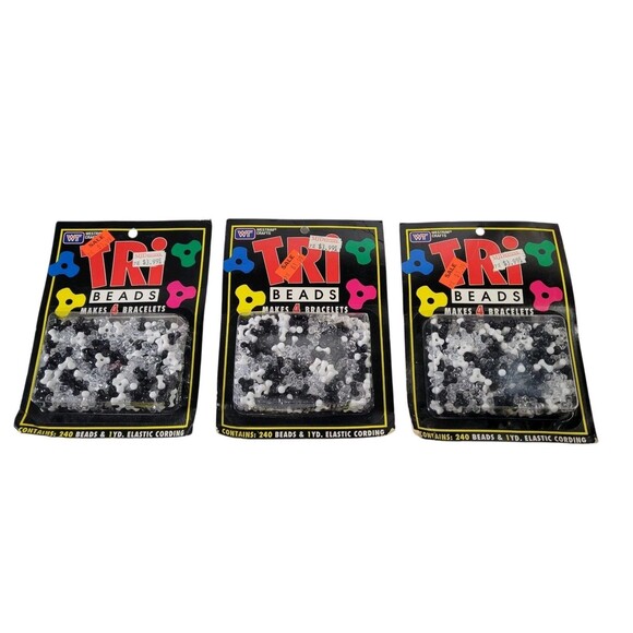 Westrim Crafts Tri Beads Bracelet Making Kits Black White Clear Lot of 3 NOS - Picture 1 of 3